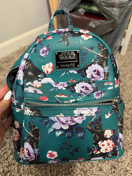 Loungefly Handbags - Loungefly Teal Floral Darth Vader Mini Backpack